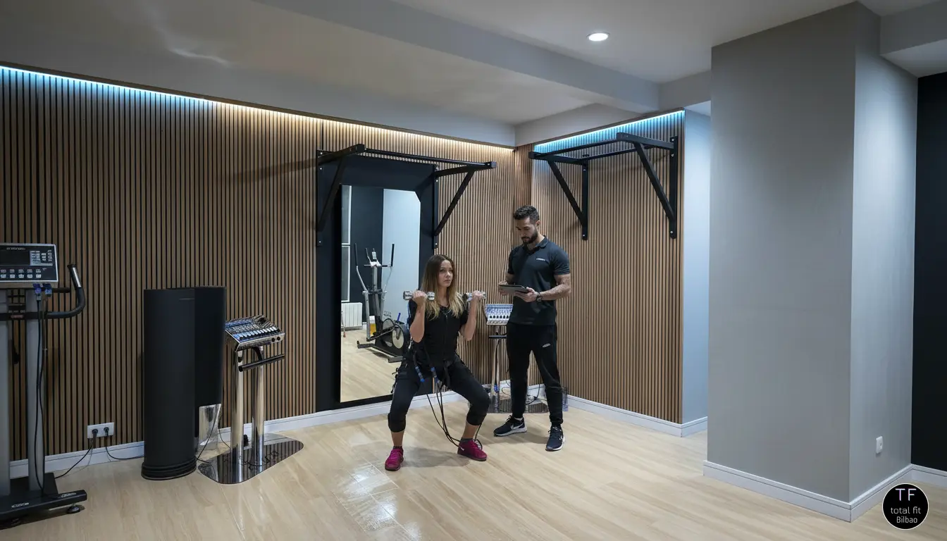 ejercicio de electrofitness en Bilbao. Gimnasio Totalfitbilbao